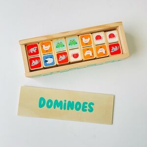 Dominoes With reversible wooden tiles featuring animal and classic design